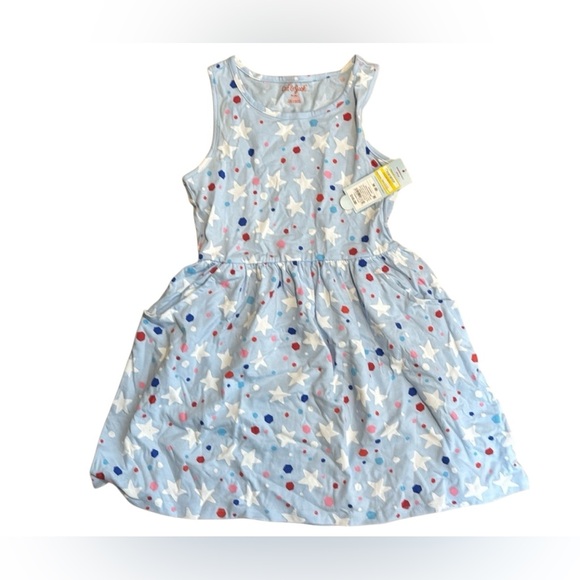 NWT - Cat & Jack Light Blue Star Print Sleeveless Dress Size M (8) - Picture 3 of 5